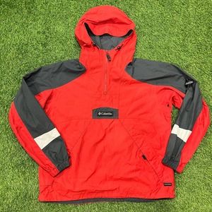 Womens Y2K Columbia Red Pullover Windbreaker Jacket